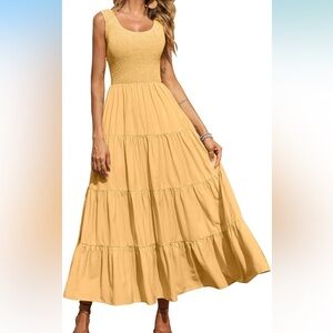 Chic Yellow Tiered Maxi Dress